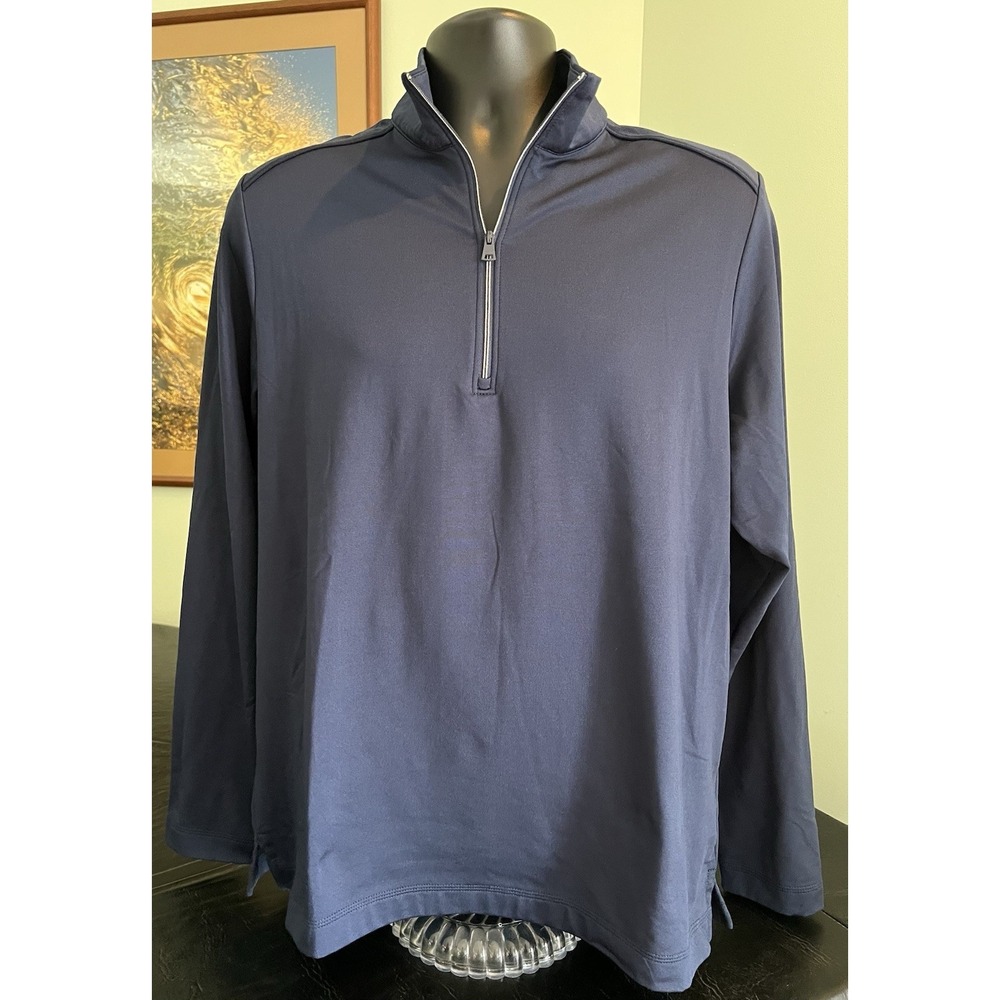 Greg‎ Norman Sweatshirt Men M Navy Play Dry Stretch Long Sleeve Slit Quarter Zip